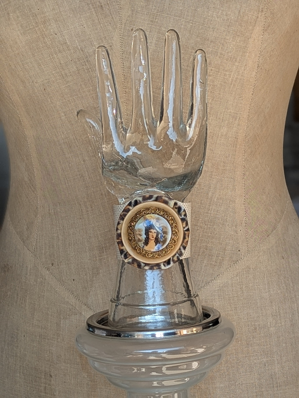 Vintage Rococo Style Leather Cuff