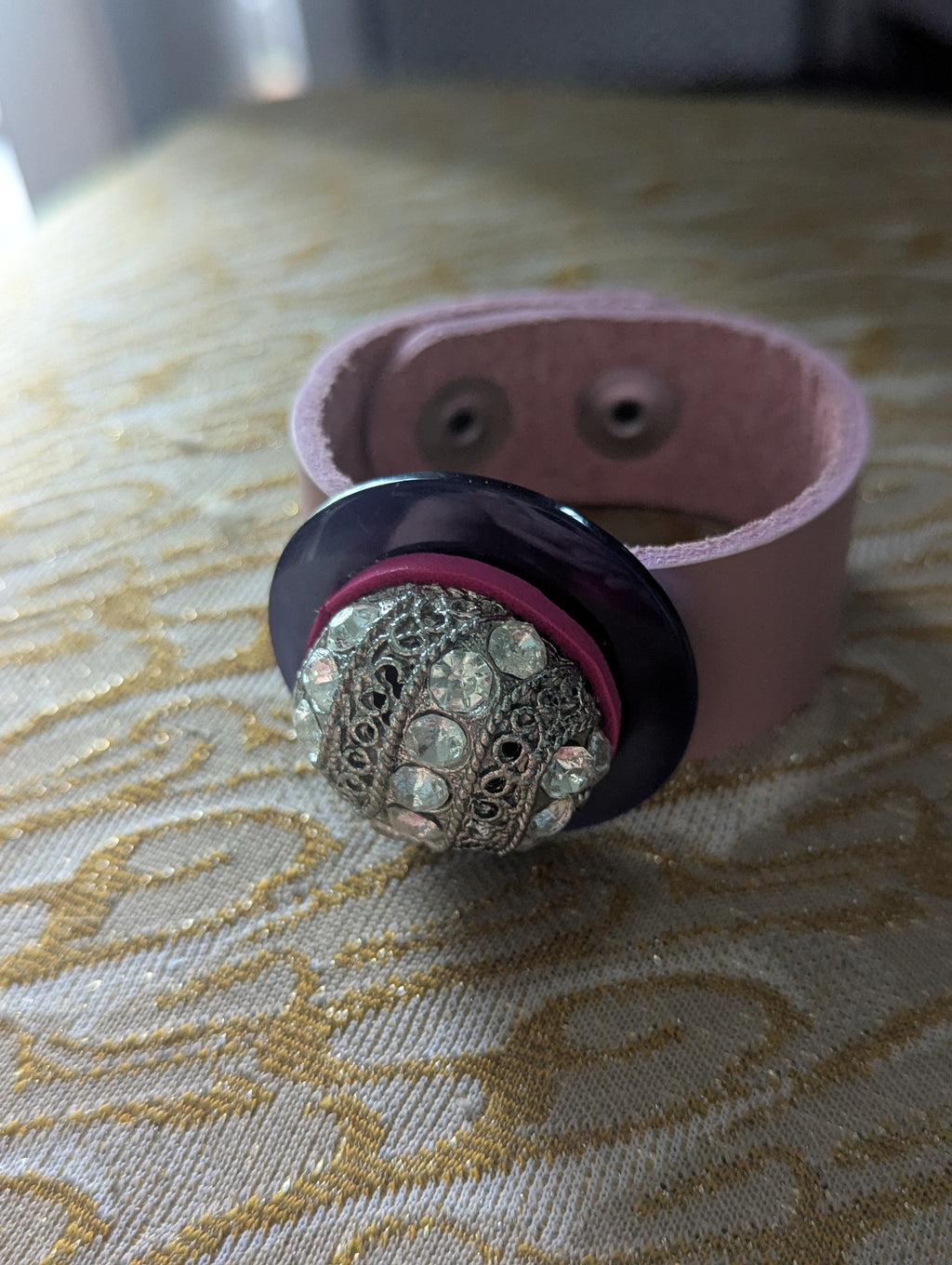 Vintage Rhinestone Stack Leather Bracelet