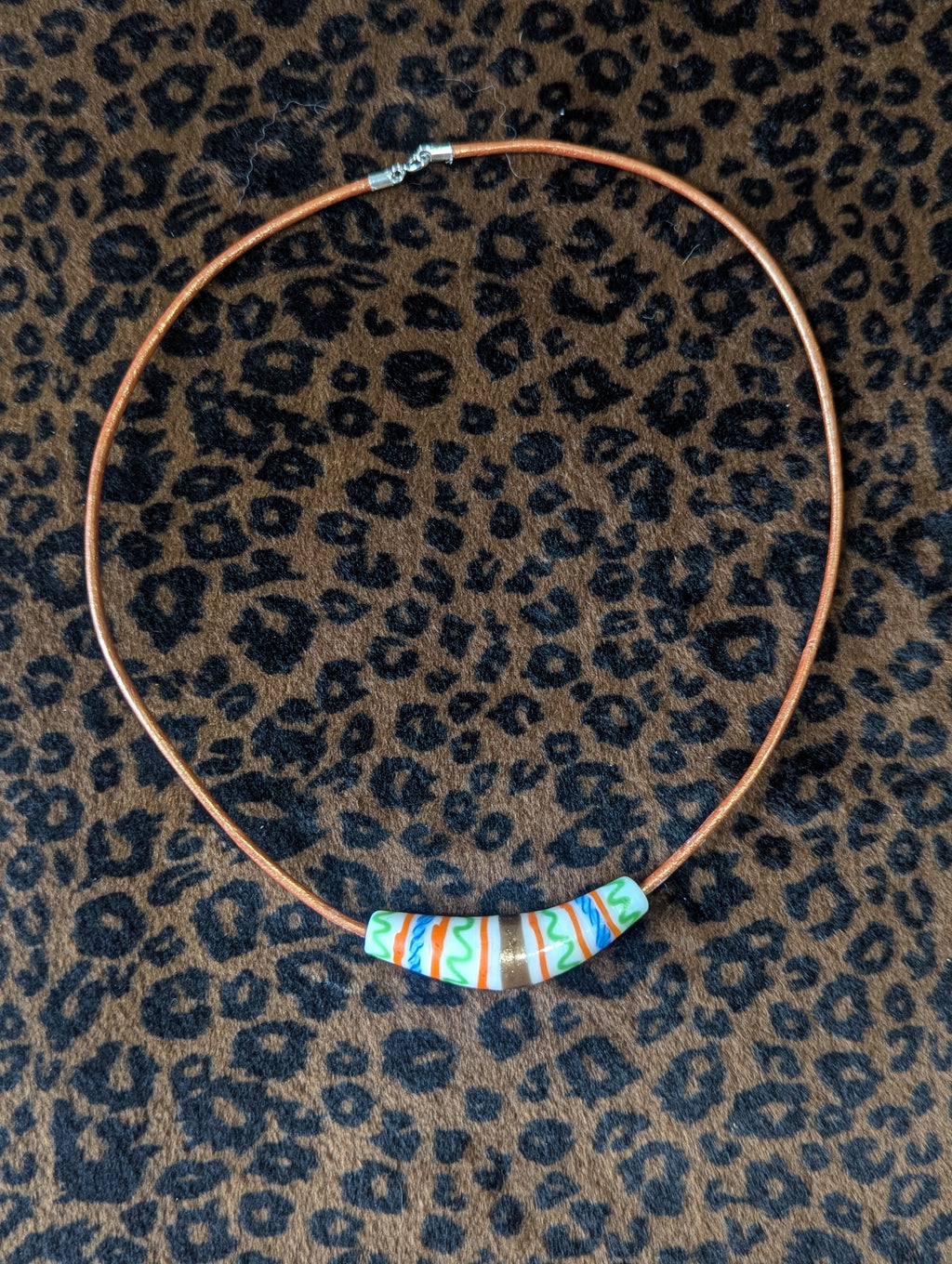 Italian Millefiori White Glass Bead Choker