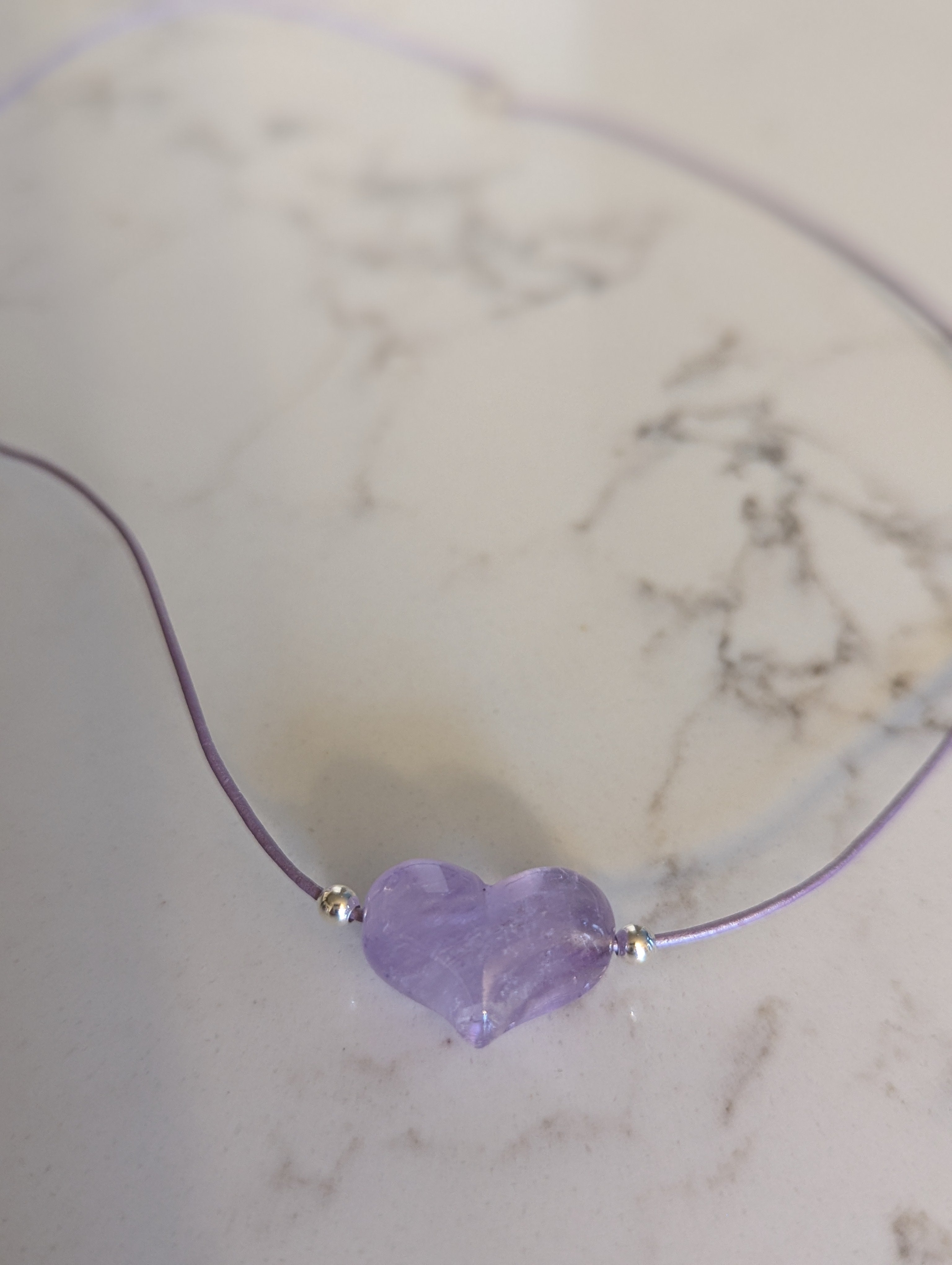 Amethyst Puffy Heart Choker