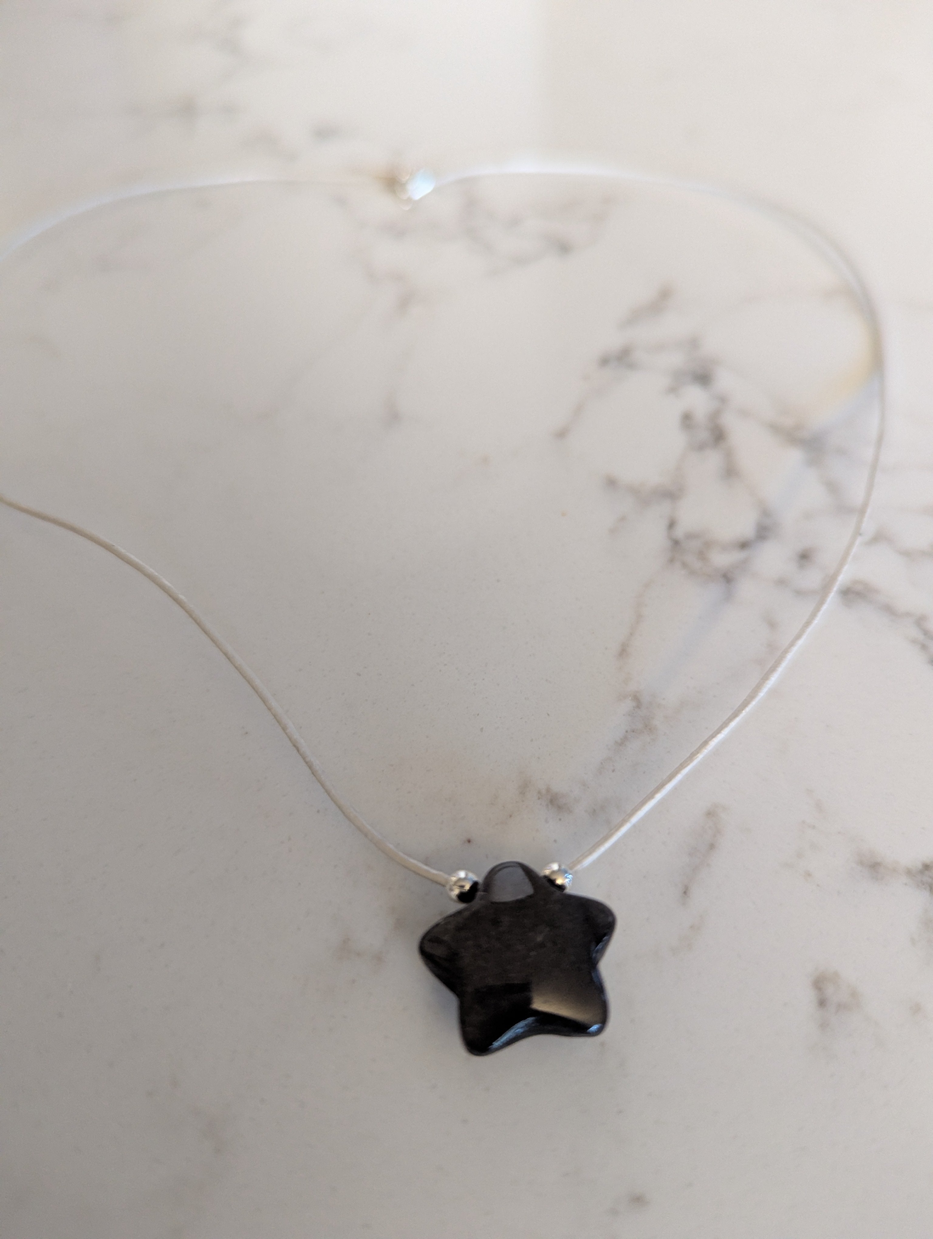 Obsidian Puffy Star Choker