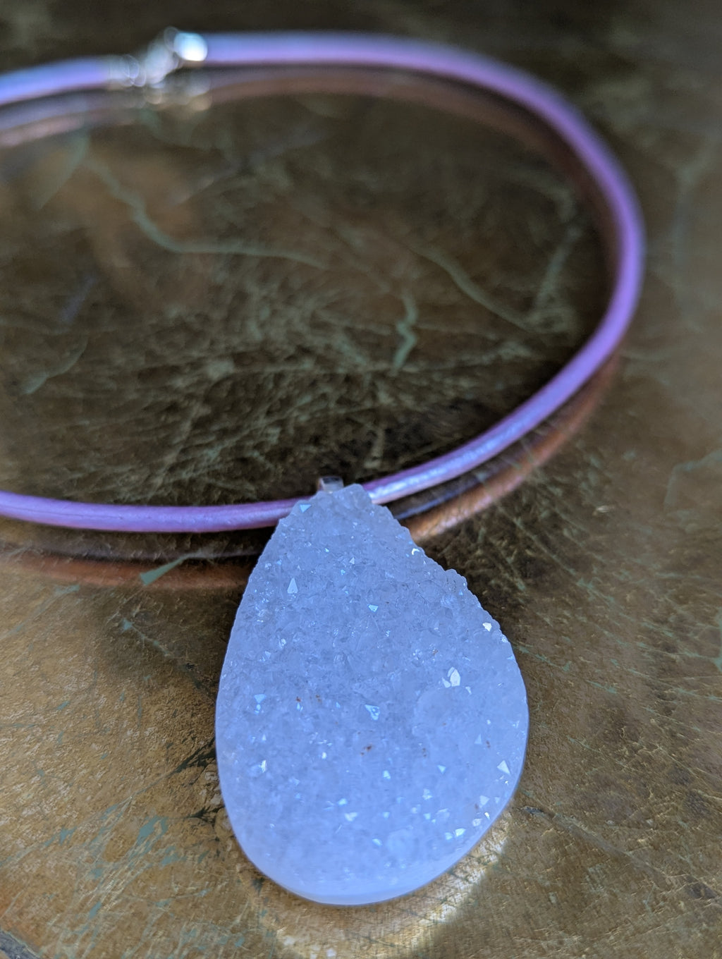 Druzy Quartz Teardrop Pendant