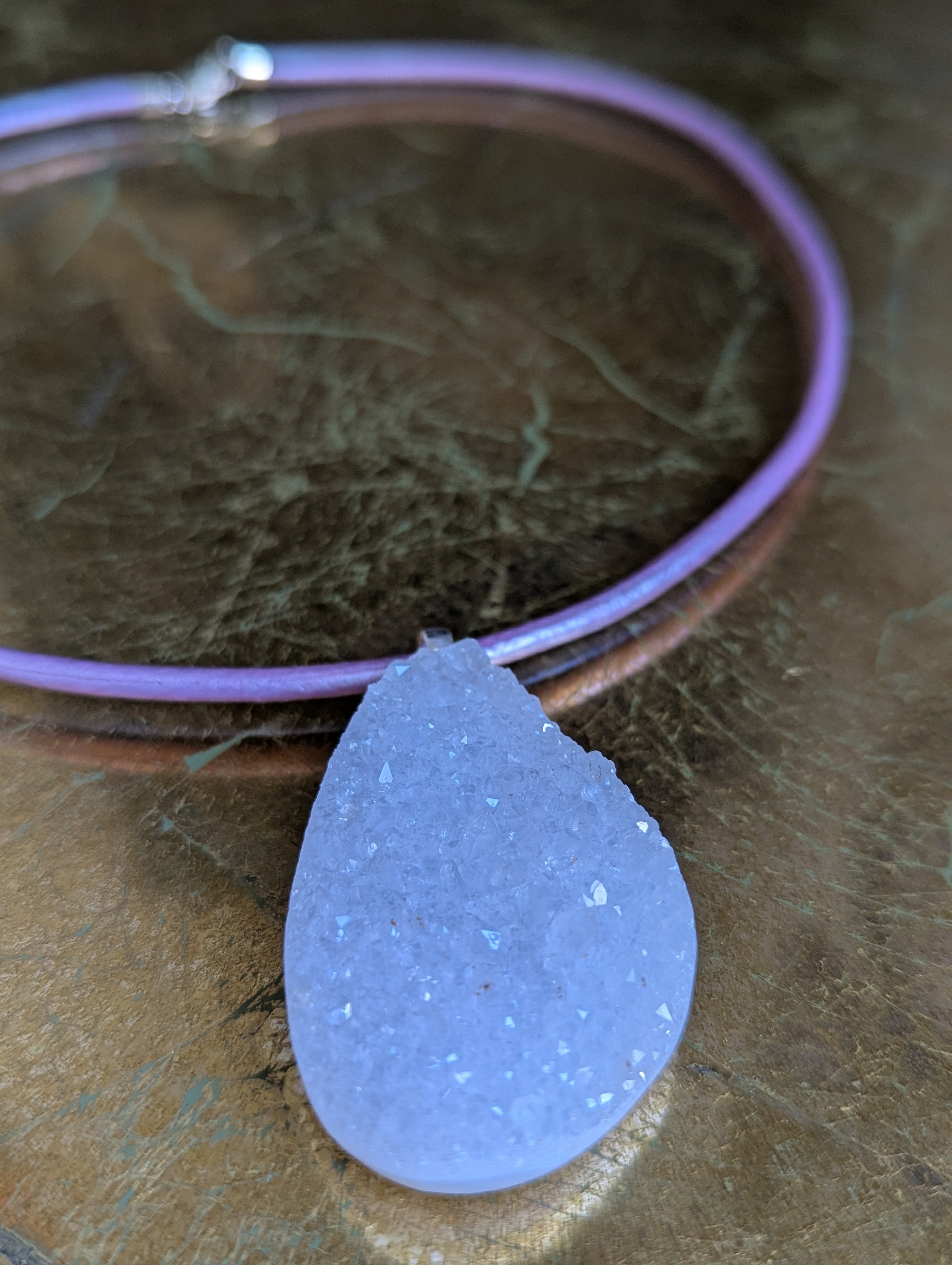 Druzy Quartz Teardrop Pendant