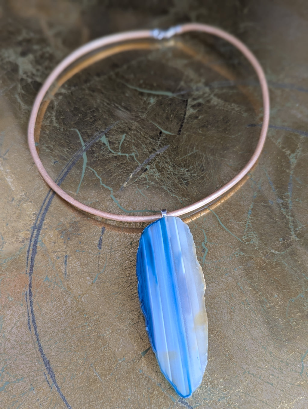 Teal Sliced Agate Pendant