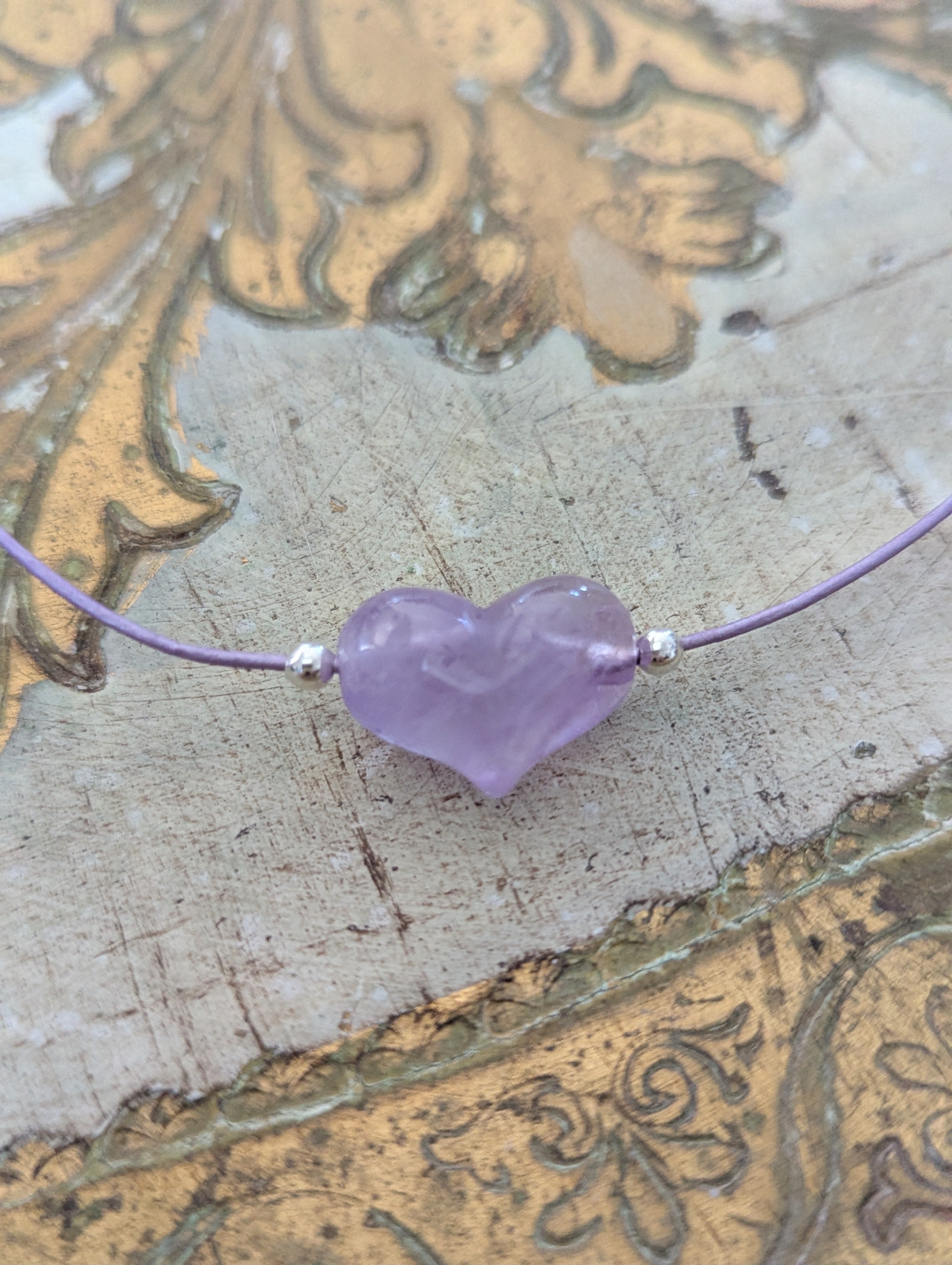 Amethyst Puffy Heart Choker