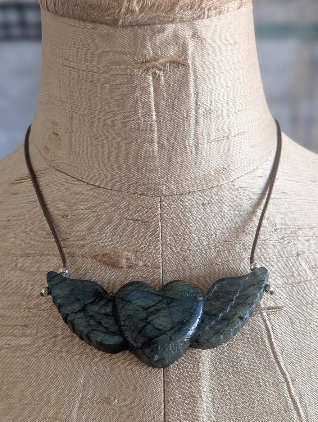 Labradorite Winged Heart Choker