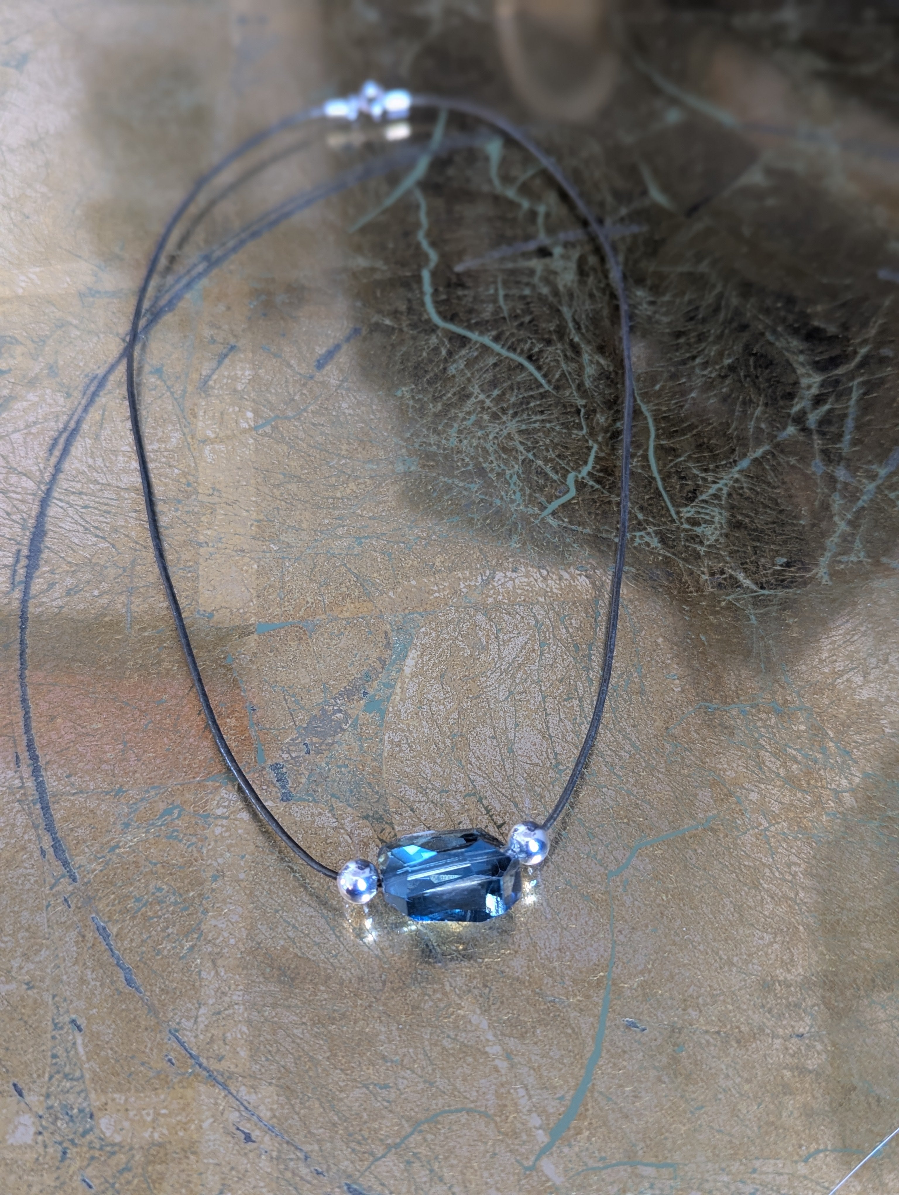 Blue Crystal Focal Bead Choker