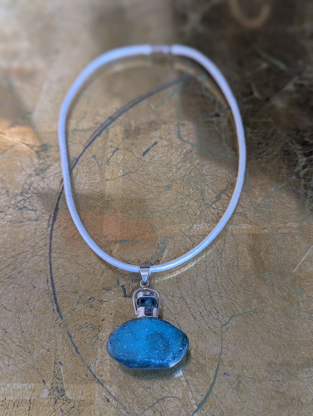 Blue Roman Glass Ancient Perfume Bottle Pendant