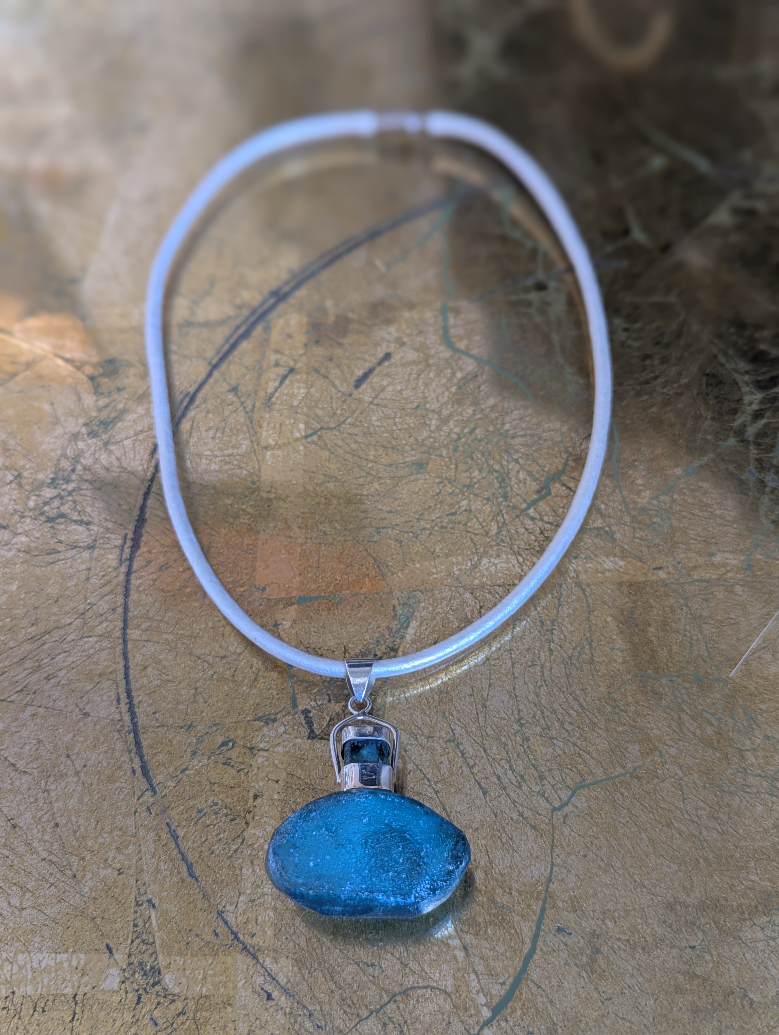 Blue Roman Glass Ancient Perfume Bottle Pendant