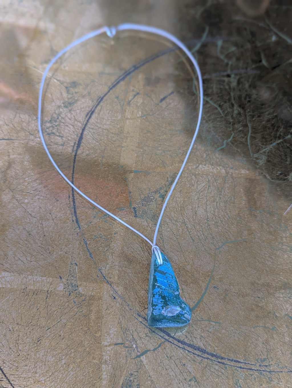 Blue Roman Glass Ancient Artifact Perfume Bottle Shard Pendant