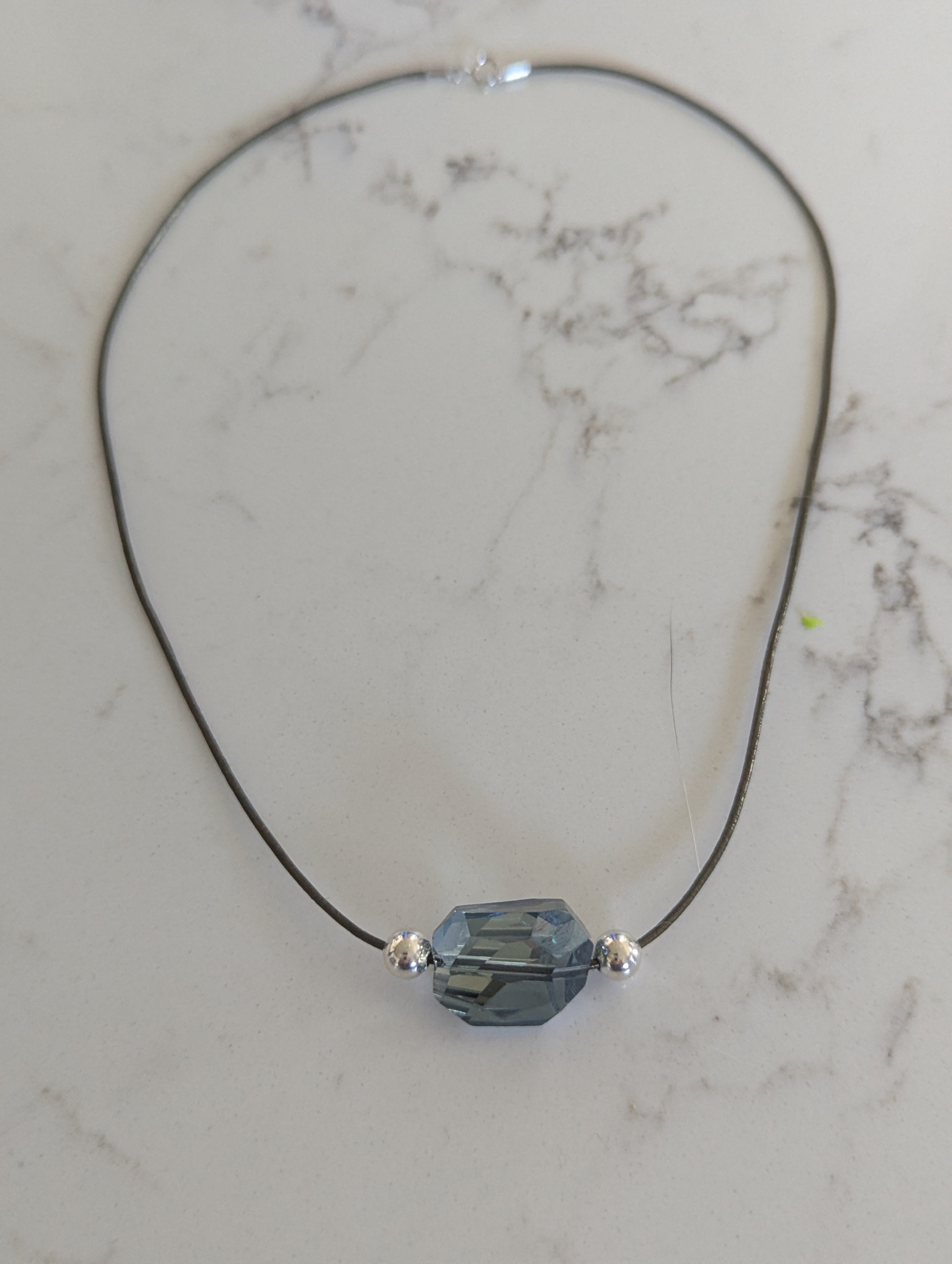 Blue Crystal Focal Bead Choker