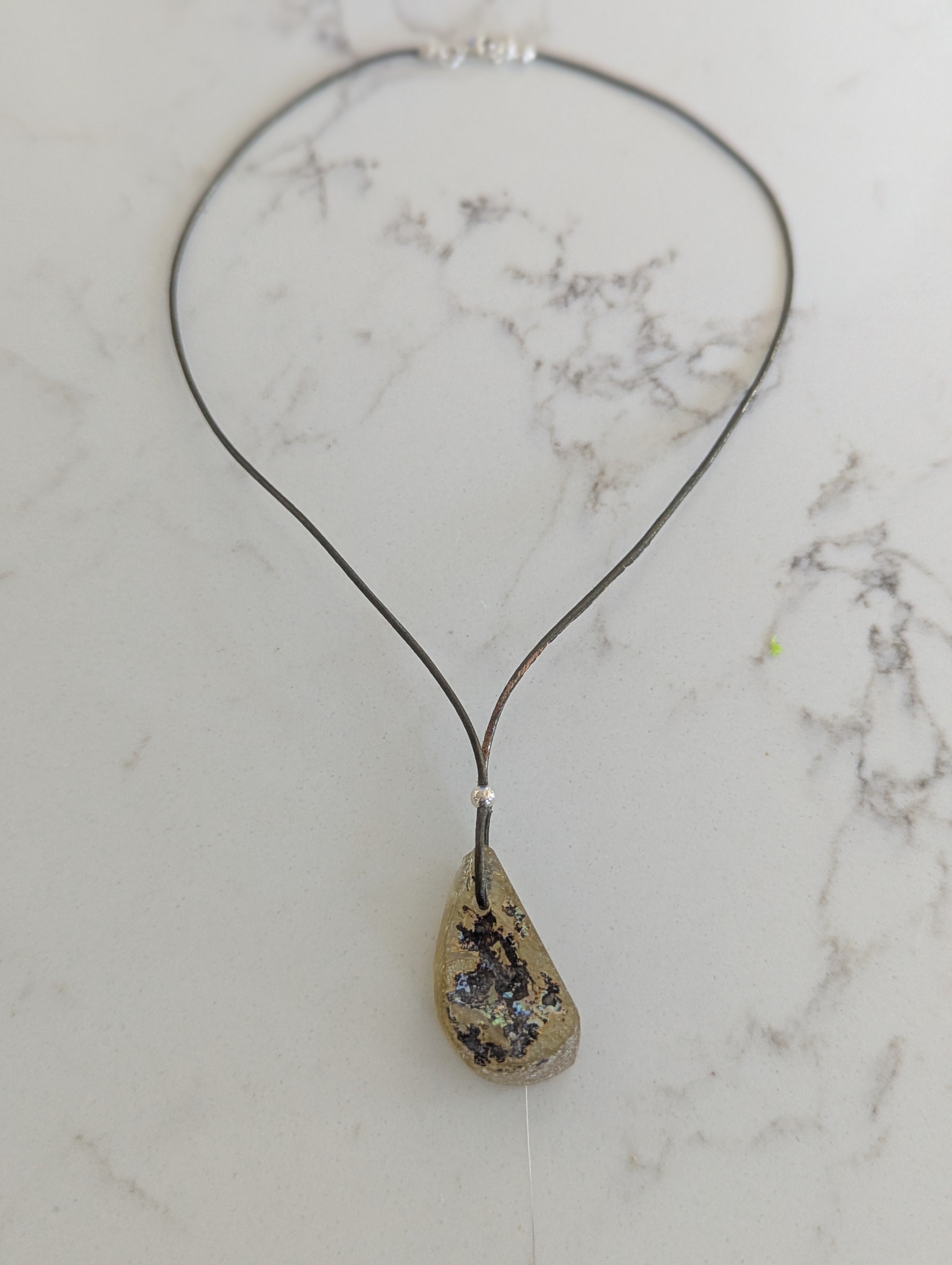 Beige Roman Glass Ancient Artifact Perfume Bottle Shard Pendant