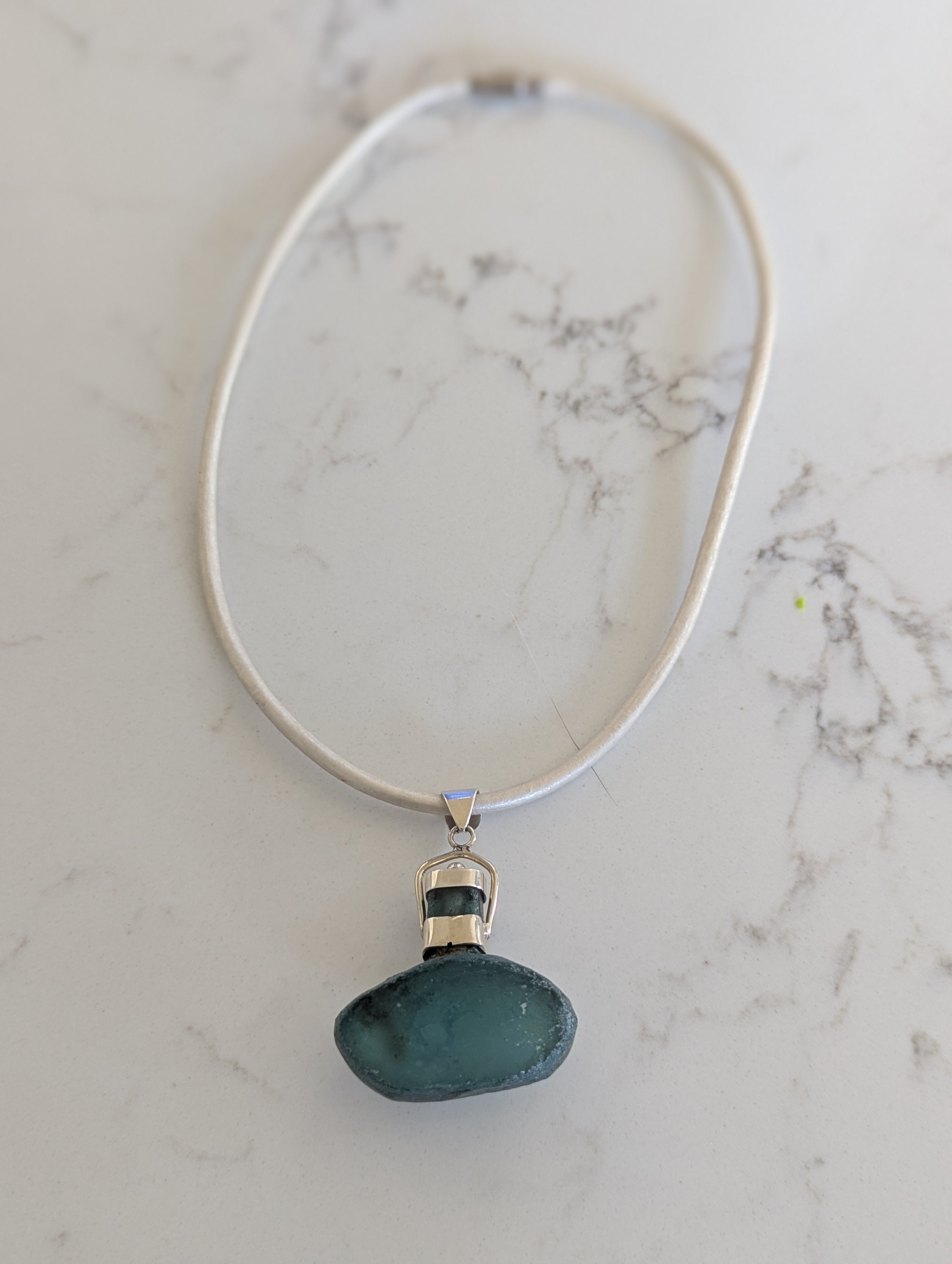 Blue Roman Glass Ancient Perfume Bottle Pendant