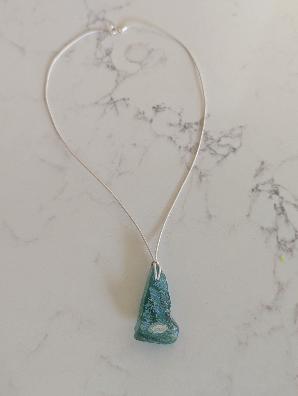 Blue Roman Glass Ancient Artifact Perfume Bottle Shard Pendant