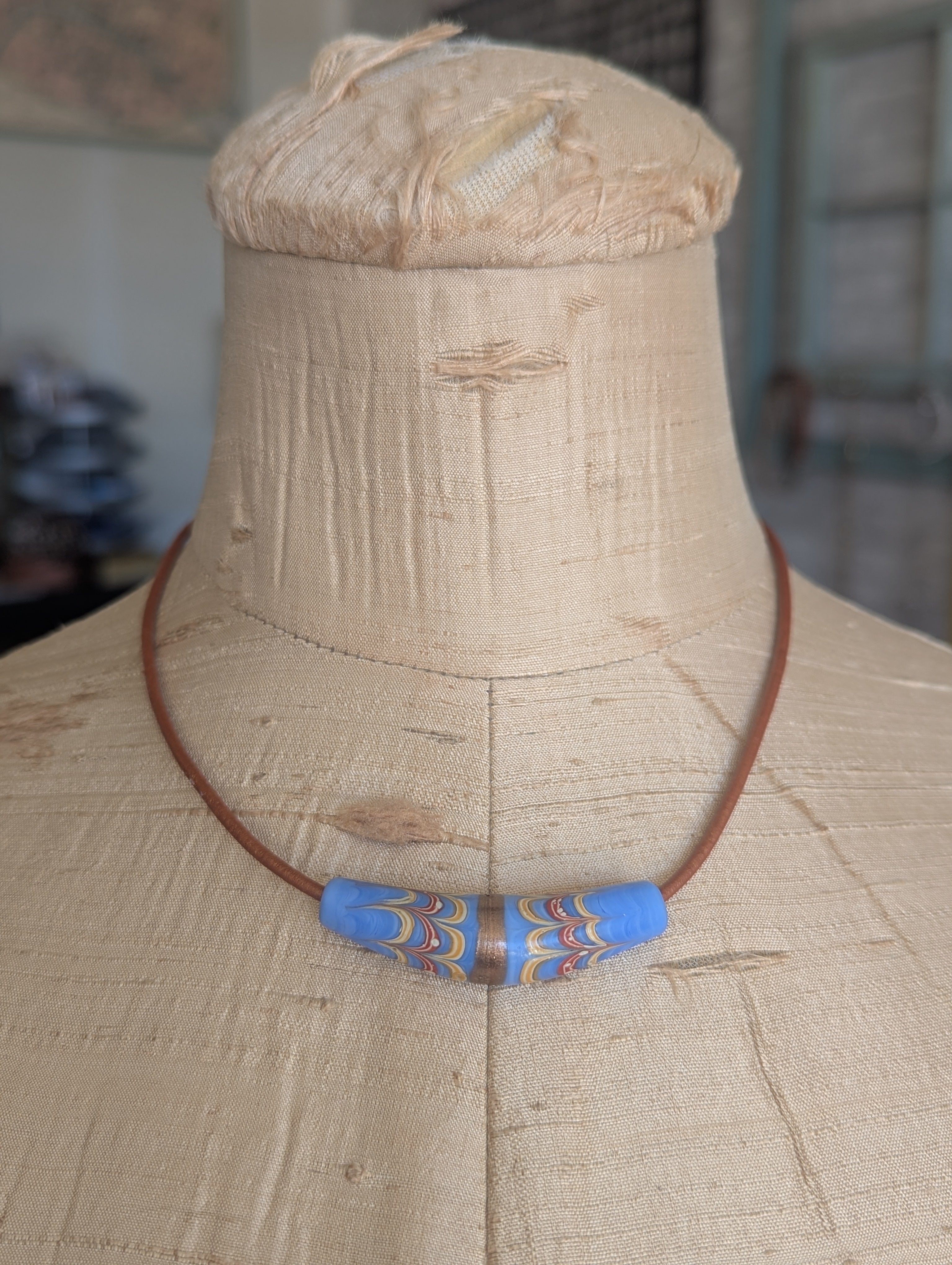 Italian Millefiori Blue Glass Bead Choker