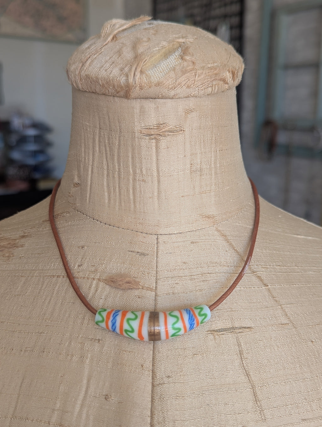 Italian Millefiori White Glass Bead Choker
