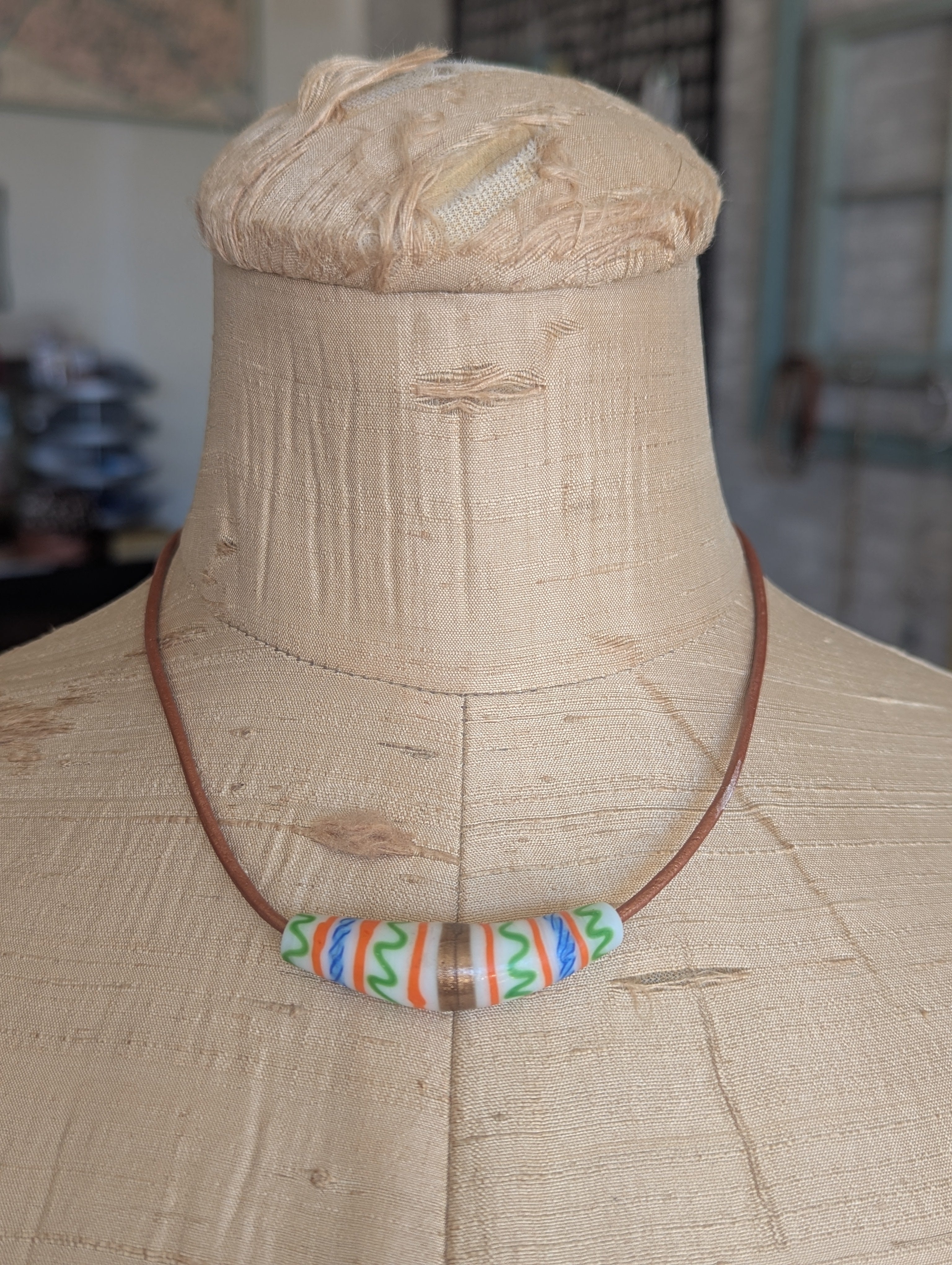 Italian Millefiori White Glass Bead Choker