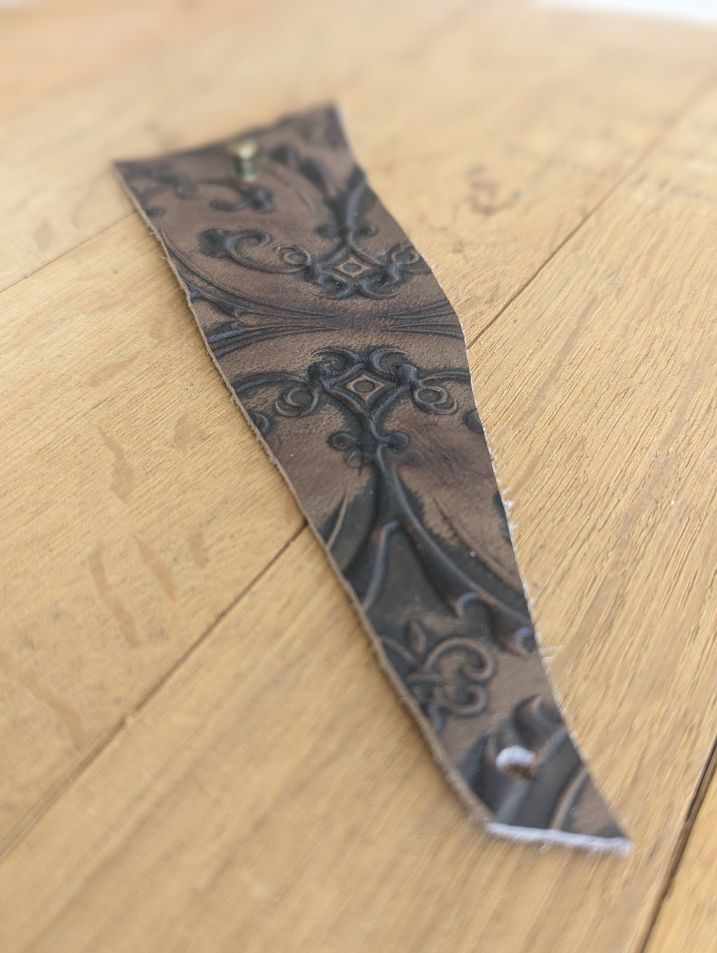 Embossed Leather Cuff - Brown