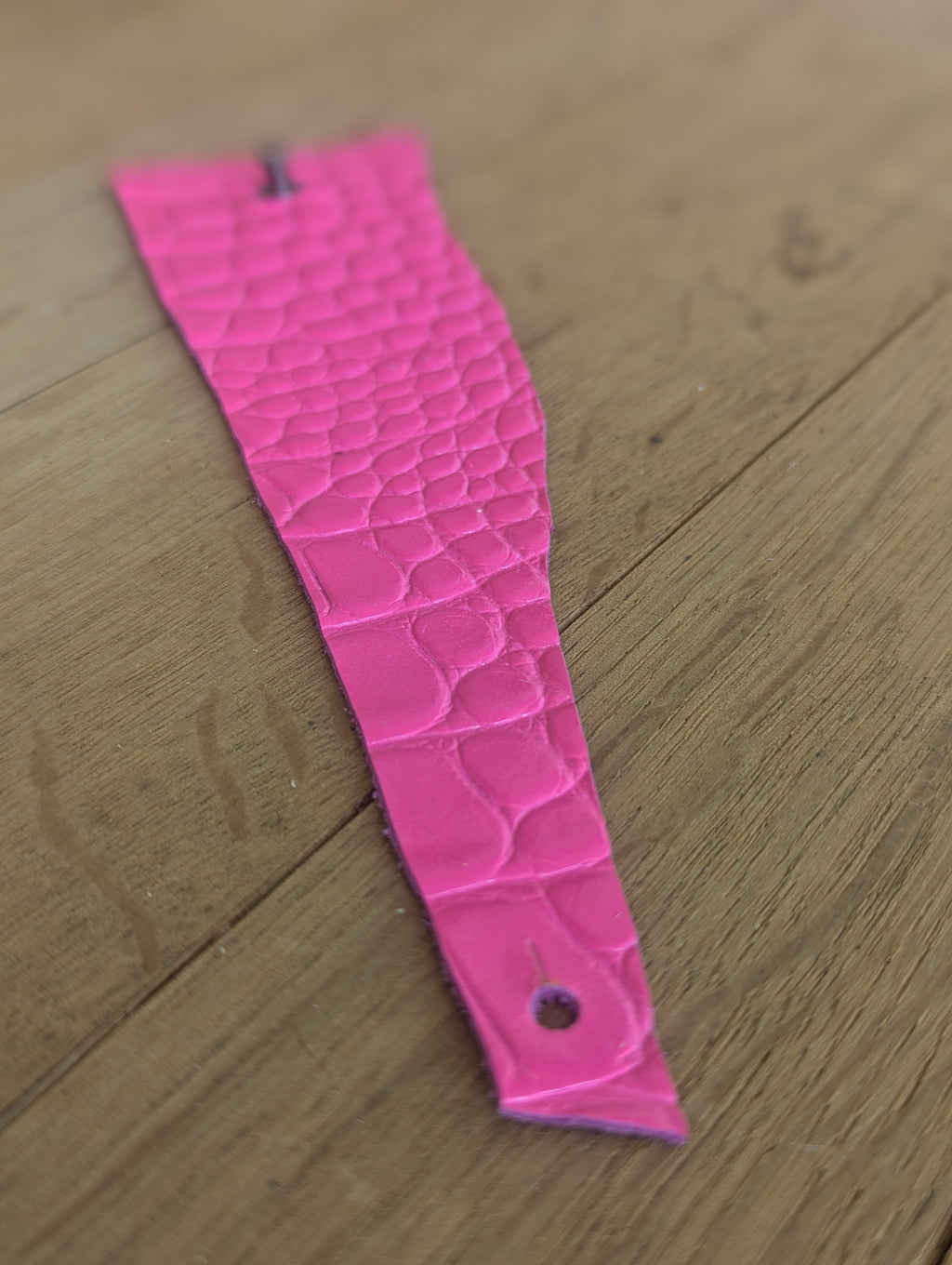 Hot Pink Embossed Leather Cuff