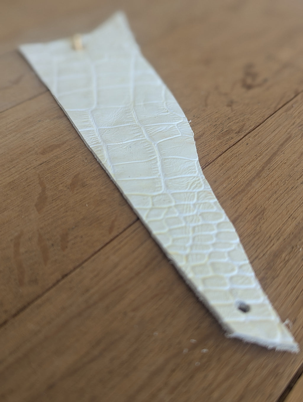 Embossed Leather Cuff - Cream