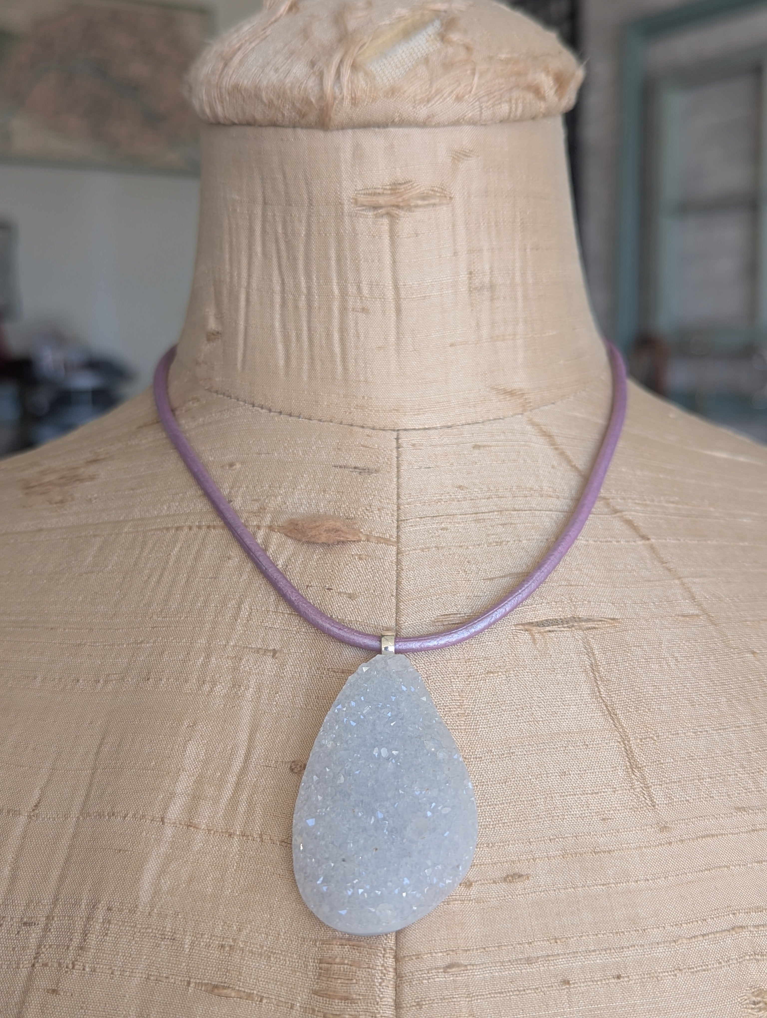 Druzy Quartz Teardrop Pendant