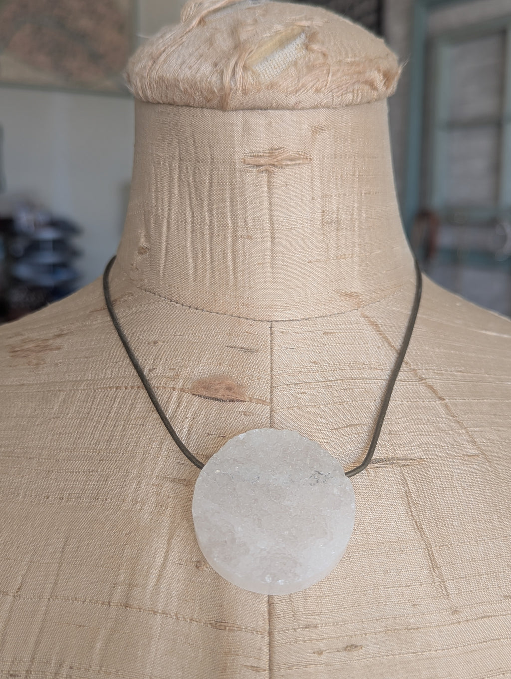 Druzy Quartz Disc Pendant