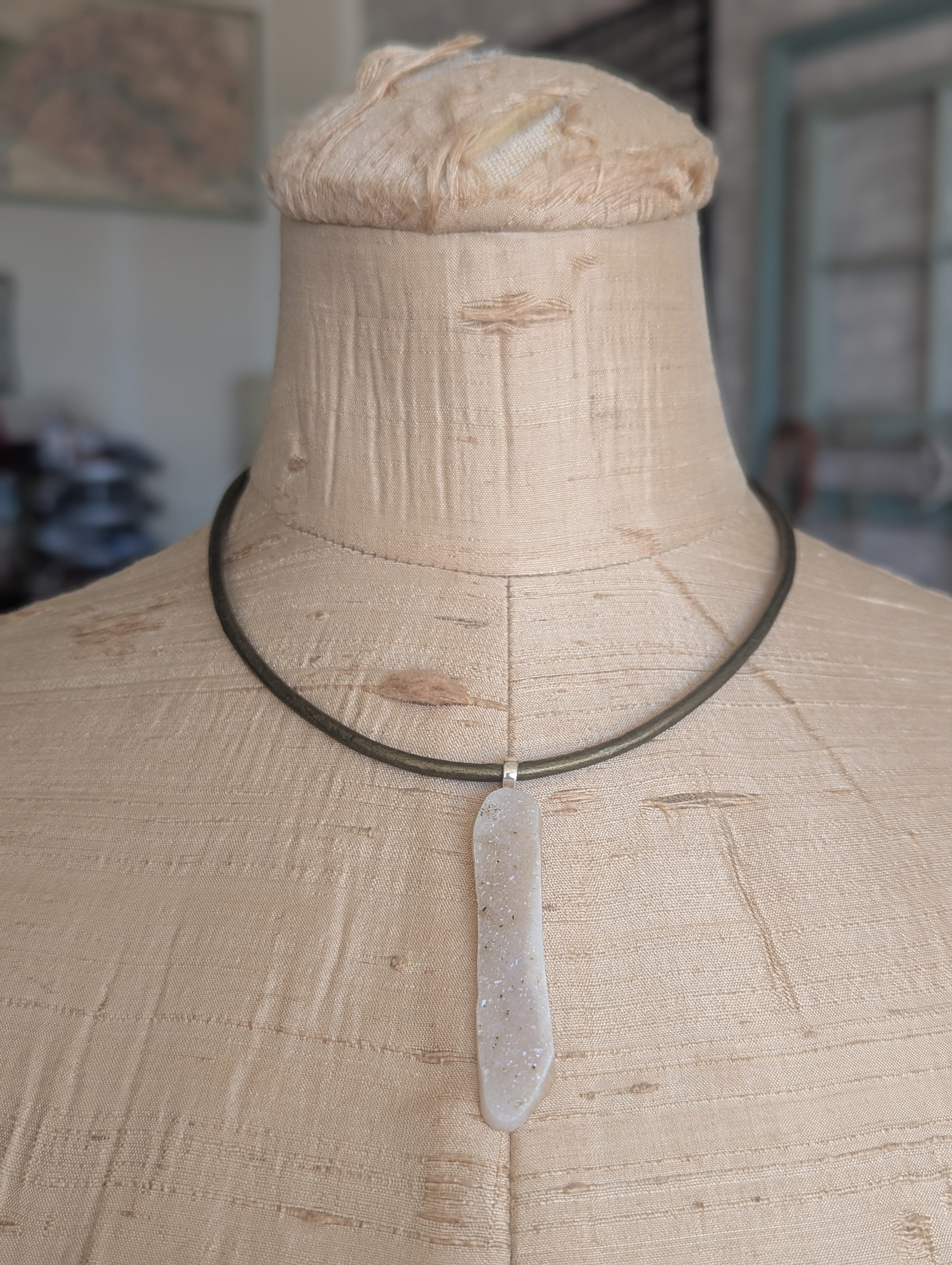 Druzy Quartz Spike Pendant